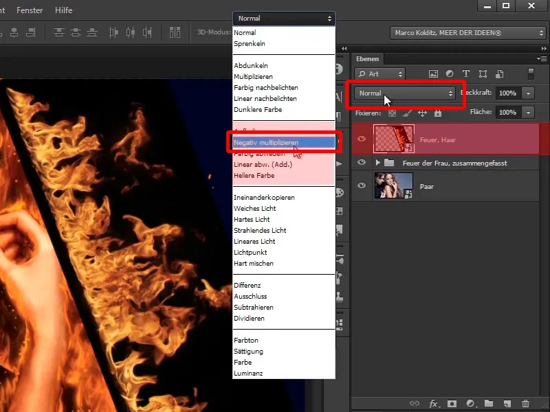 Menempatkan api nyata dalam gambar - Bagian 07: Photoshop-Composing - Api dan Es