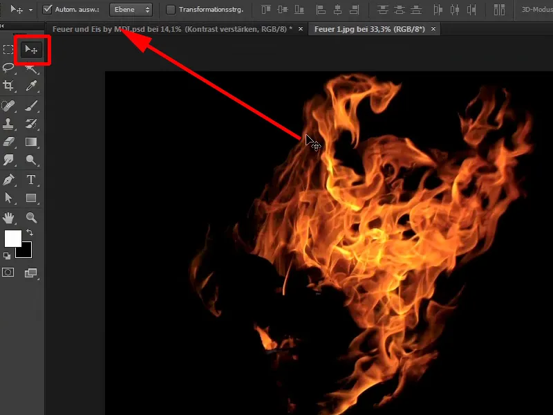 Photoshop-Composing - Feuer und Eis - Teil 07: Echtes Feuer im Bild platzieren