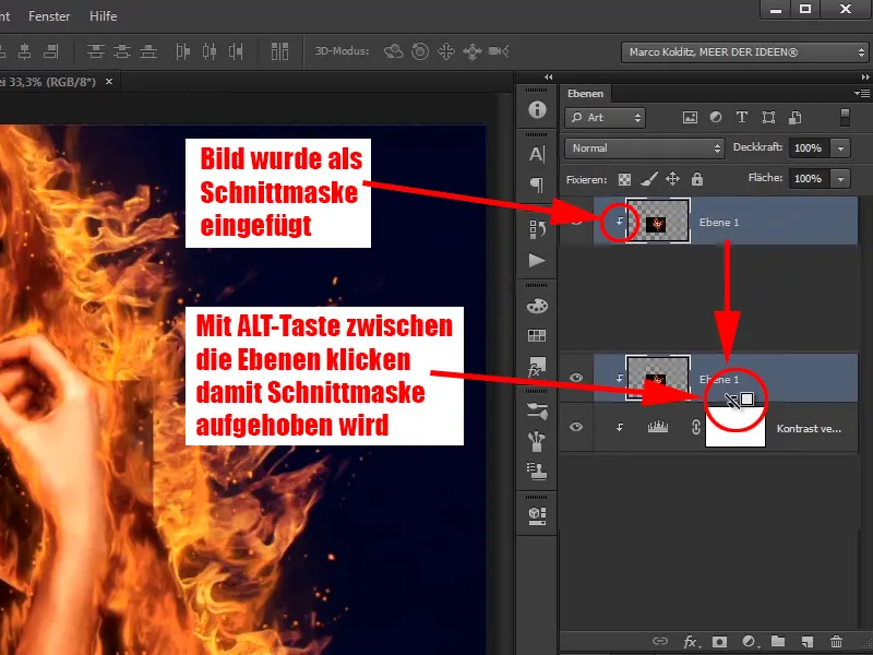 Photoshop-Composing - Ild og Is - Del 07: Placer ægte ild i billedet