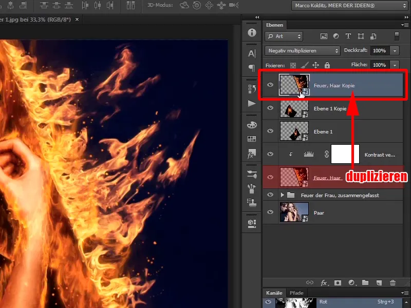 Montage Photoshop - Feu et glace - Partie 07 : Placer un vrai feu dans l'image