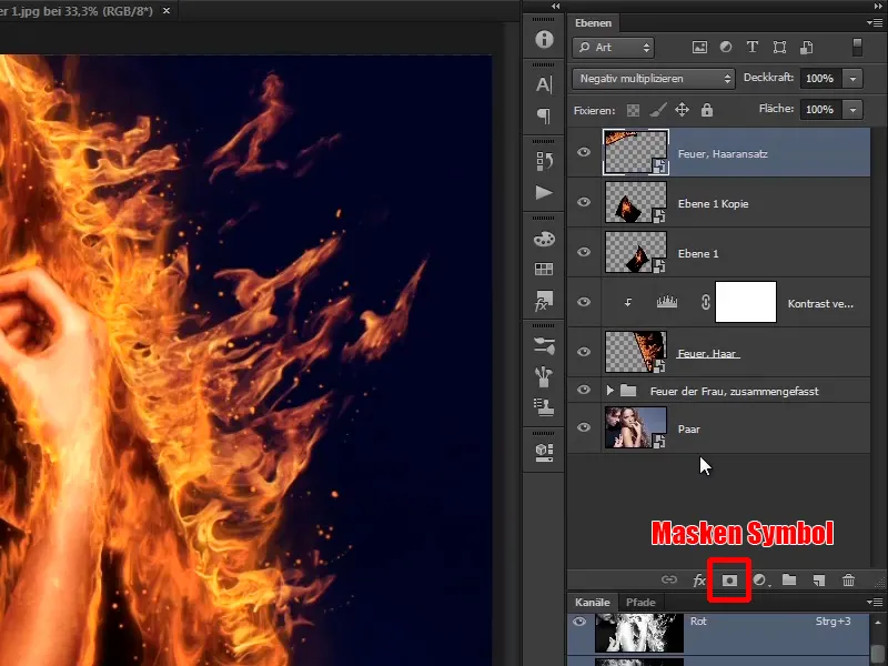 Menggabungkan Photoshop - Api dan Es - Bagian 07: Menempatkan api nyata dalam gambar