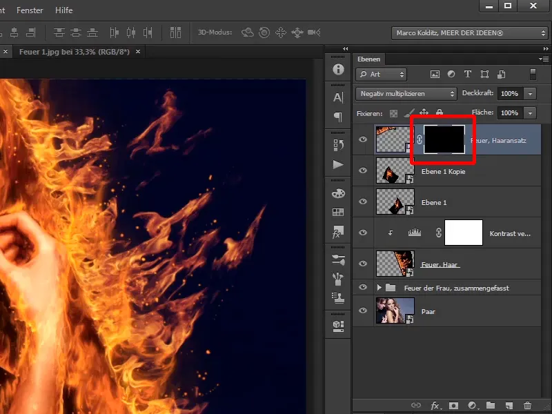 Photoshop-Composing - Api dan Es - Bagian 07: Menempatkan api sungguhan dalam gambar