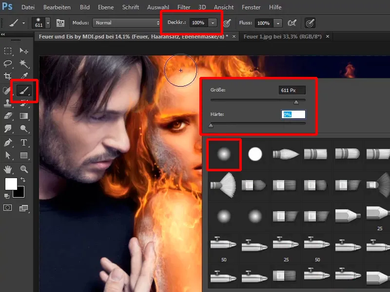 Menggabungkan Photoshop - Api dan Es - Bagian 07: Menempatkan api asli di gambar