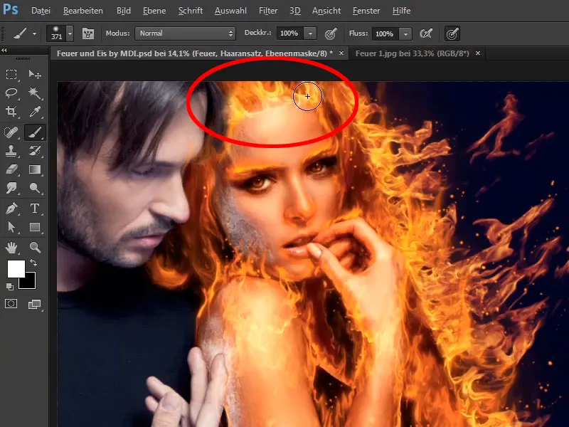 Photoshop-composing - Ild og is - Del 07: Placering af ægte ild i billedet