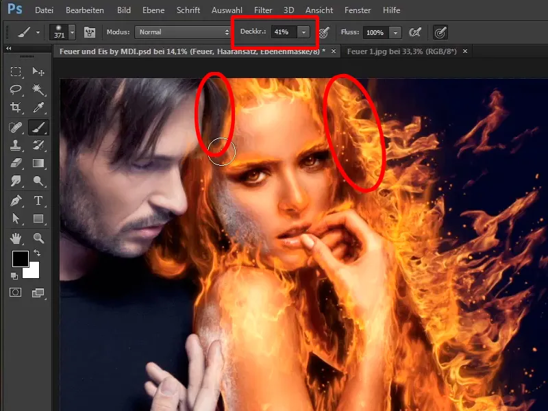 Memanipulasi Photoshop - Api dan Es - Bagian 07: Menempatkan api nyata dalam gambar.