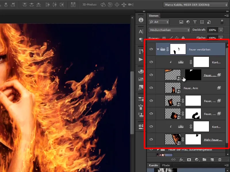 Photoshop-Composing - Brand og is - Del 07: Placering af ægte ild i billedet