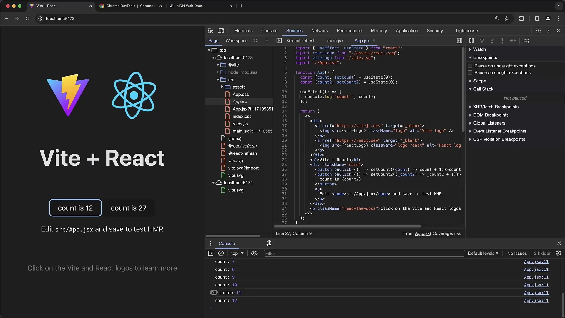 Débogage d'une application React avec les outils de développement Chrome