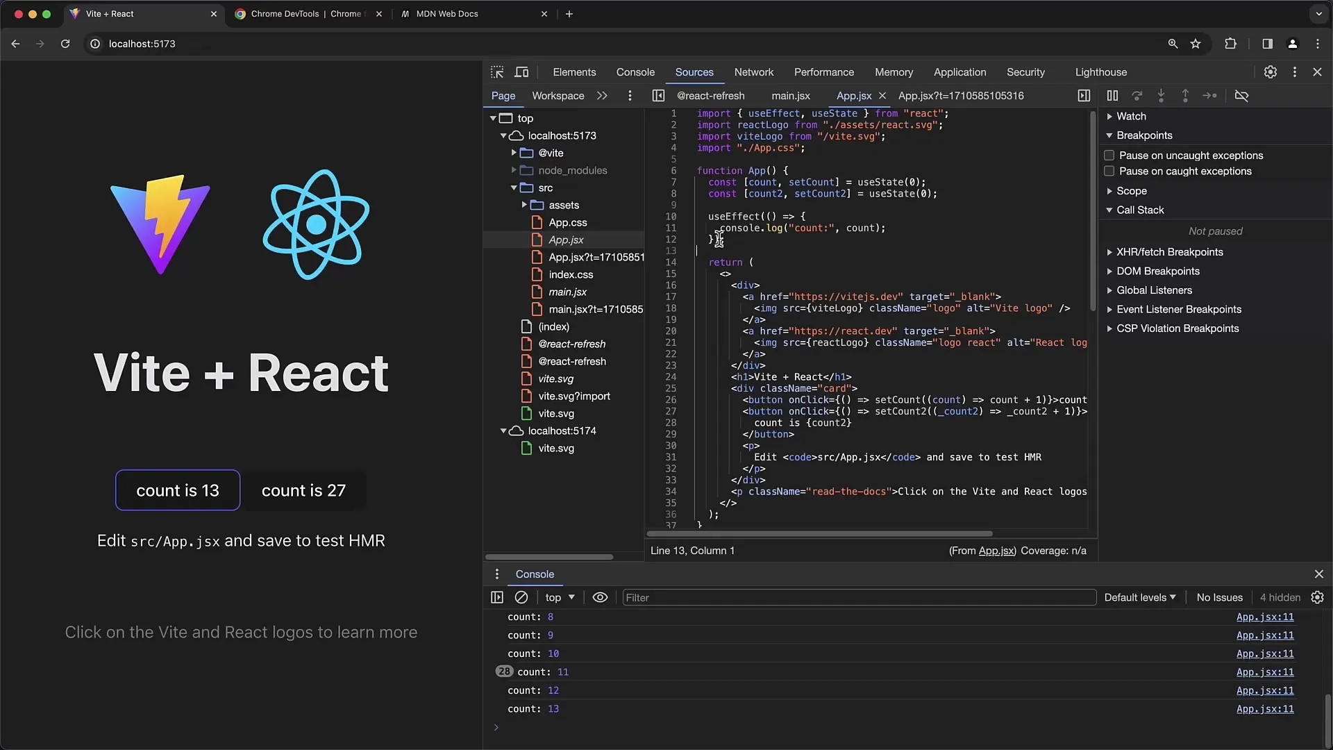 Débogage d'une application React avec les outils de développement Chrome