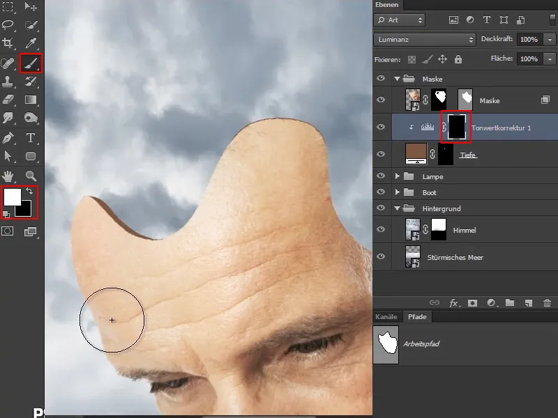 Photoshop composing - The oracle of the sea - Part 07: Adding depth to the mask