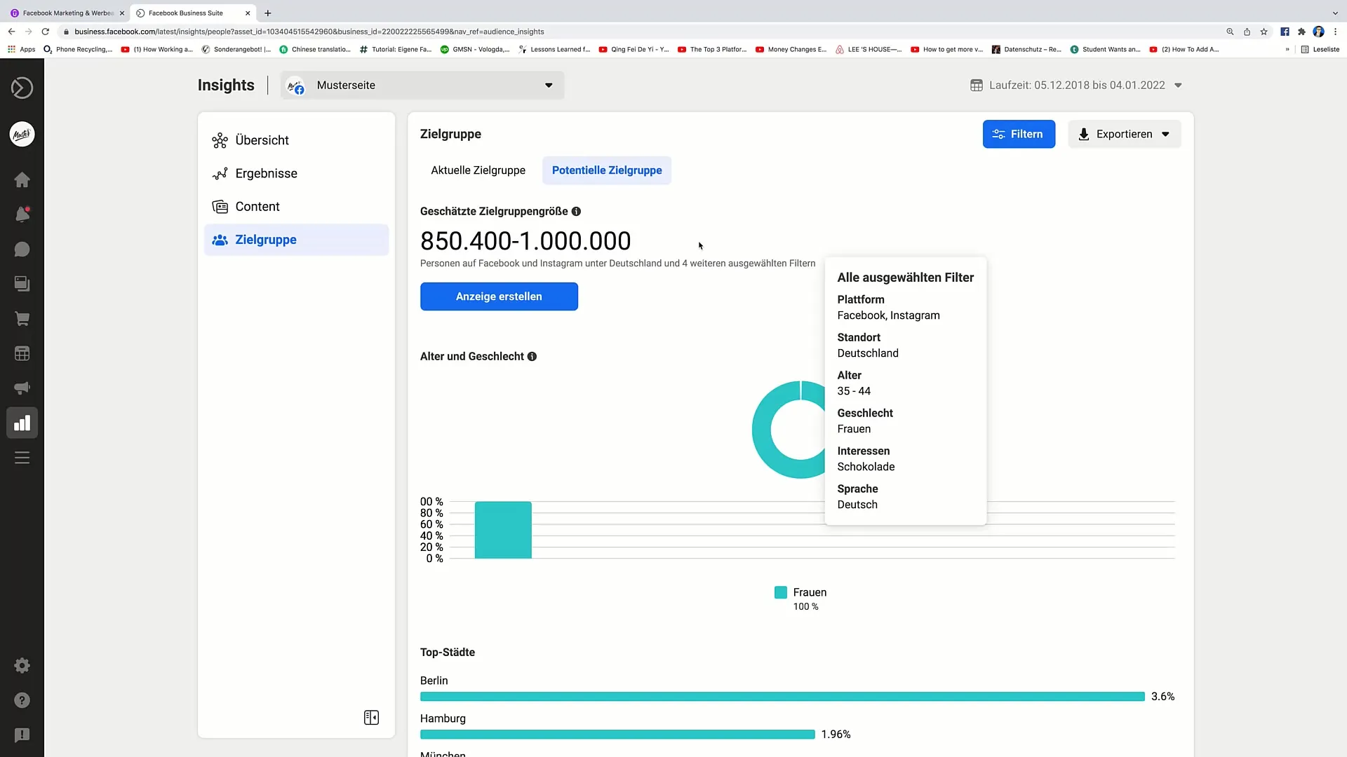 Målgruppeoptimering til Facebook-markedsføring med Audience Insights