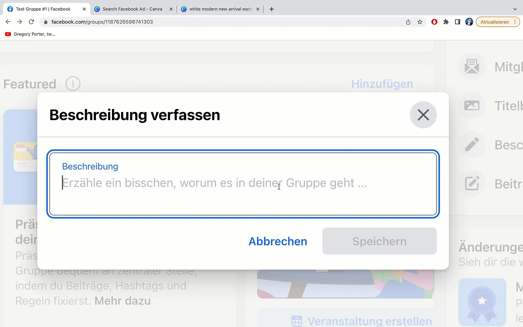 Effective adding of descriptions to Facebook groups Effective adding of descriptions to Facebook groups