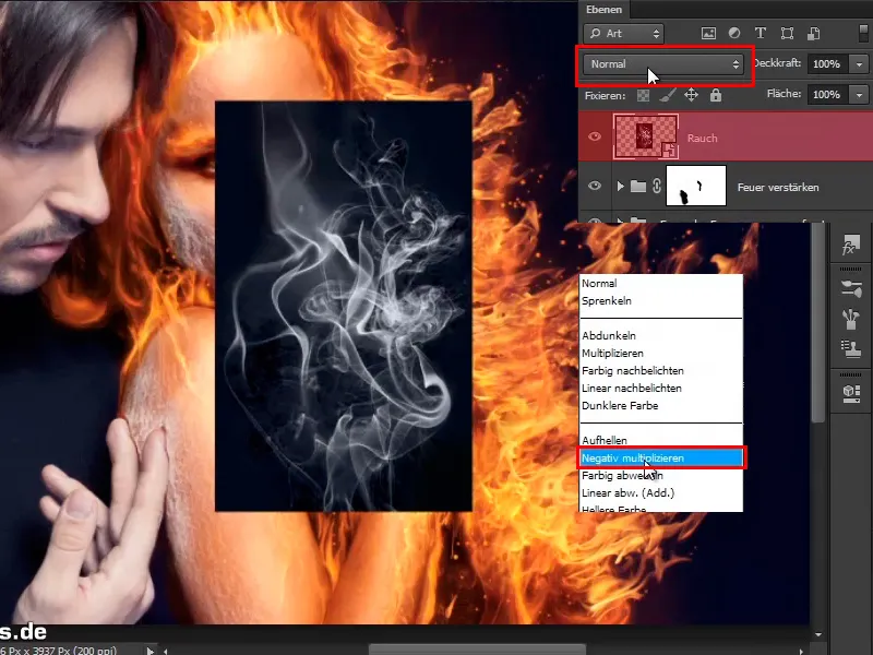 Photoshop-Composing - Feuer und Eis - Teil 08: Wo Feuer ist, da ist auch Rauch