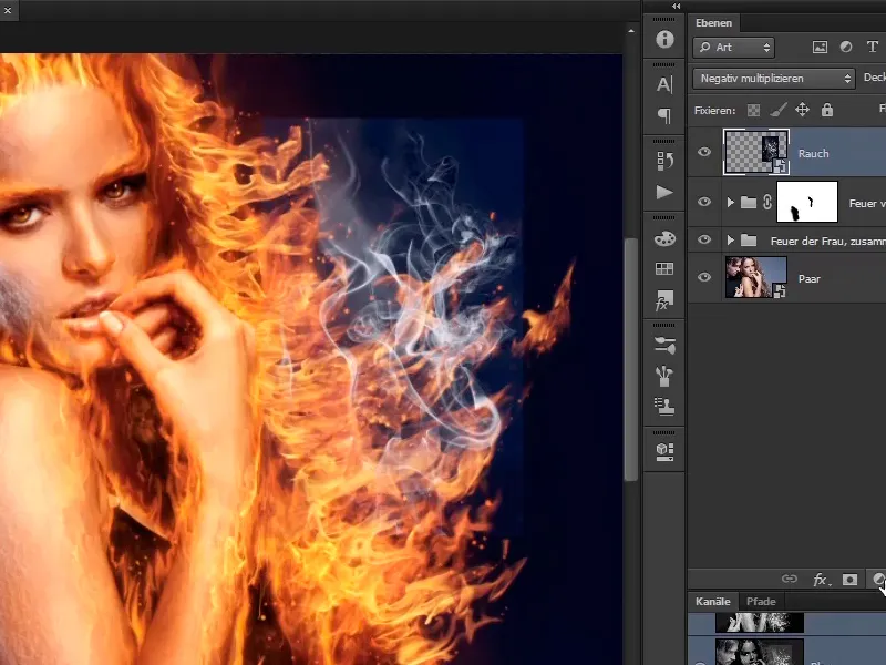 Composición en Photoshop - Fuego y hielo - Parte 08: Donde hay fuego, hay humo