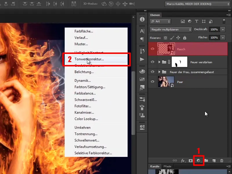 Composición en Photoshop - Fuego y hielo - Parte 08: Donde hay fuego, hay humo