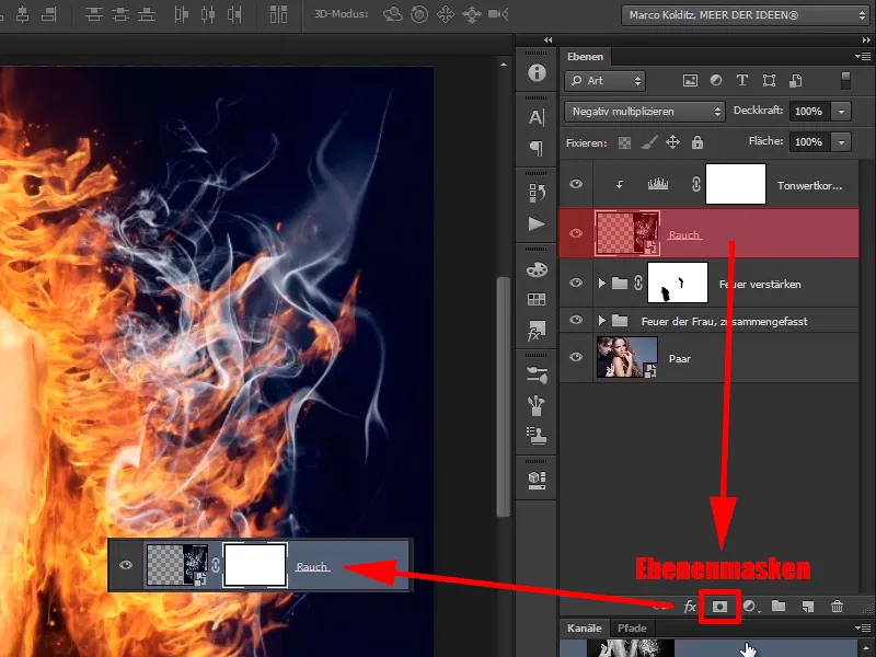 Photoshop-Composing - Api dan Es - Bagian 08: Di mana ada api, di situ ada asap.