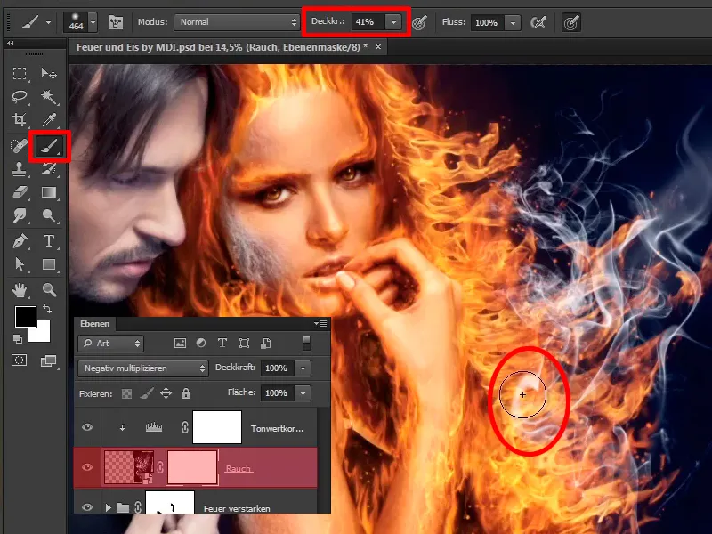 Composición en Photoshop - Fuego y hielo - Parte 08: Donde hay fuego, hay humo