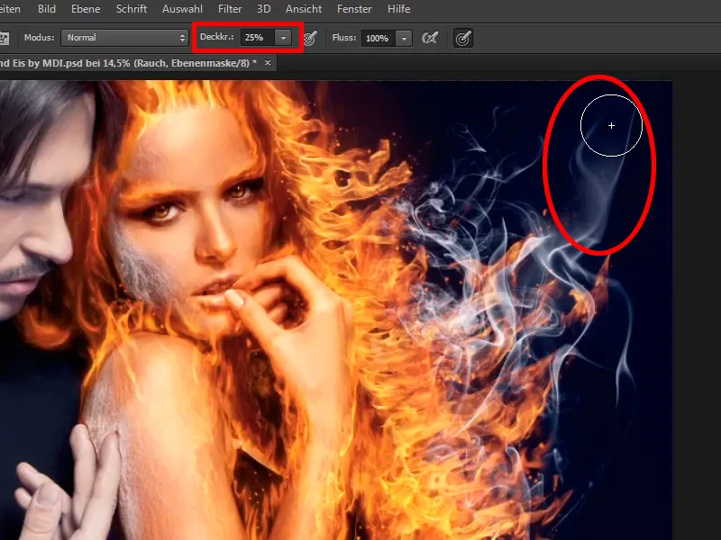 Photoshop kompozisyonu - Ateş ve buz - Bölüm 08: Wo Feuer ist, da ist auch Rauch
