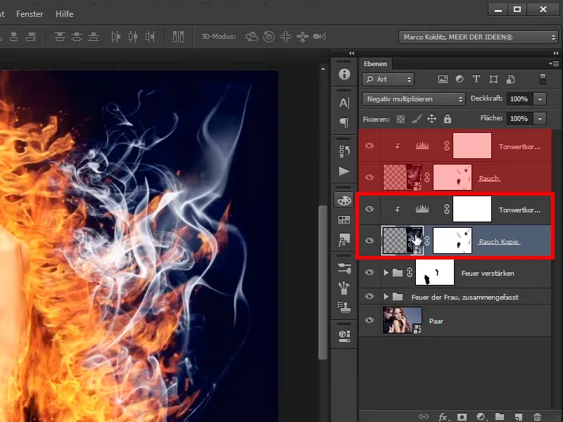 Composición en Photoshop - Fuego y hielo - Parte 08: Donde hay fuego, hay humo