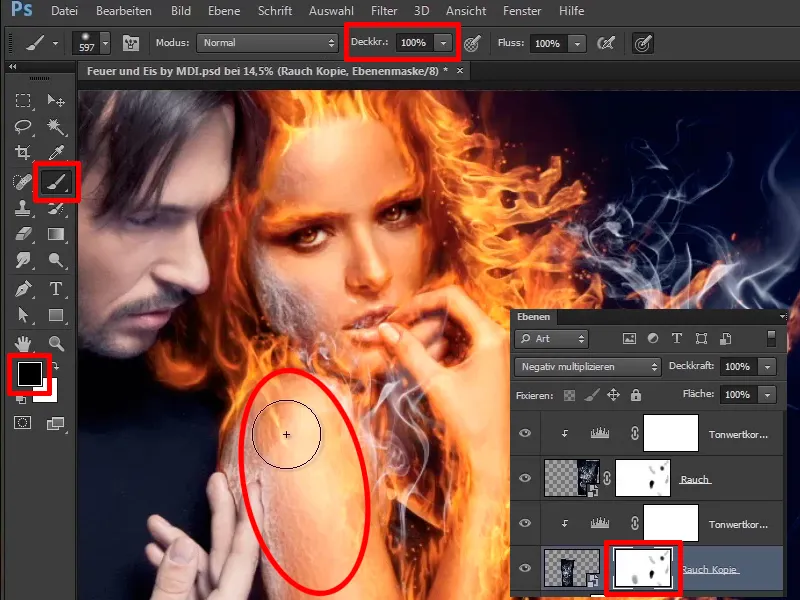 Photoshop Kompozisyon - Ateş ve Buz - Kısım 08: Wo Feuer ist, da ist auch Rauch.