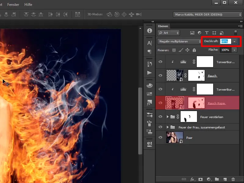 Photoshop Composing - Feu et glace - Partie 08: Où il y a du feu, il y a de la fumée