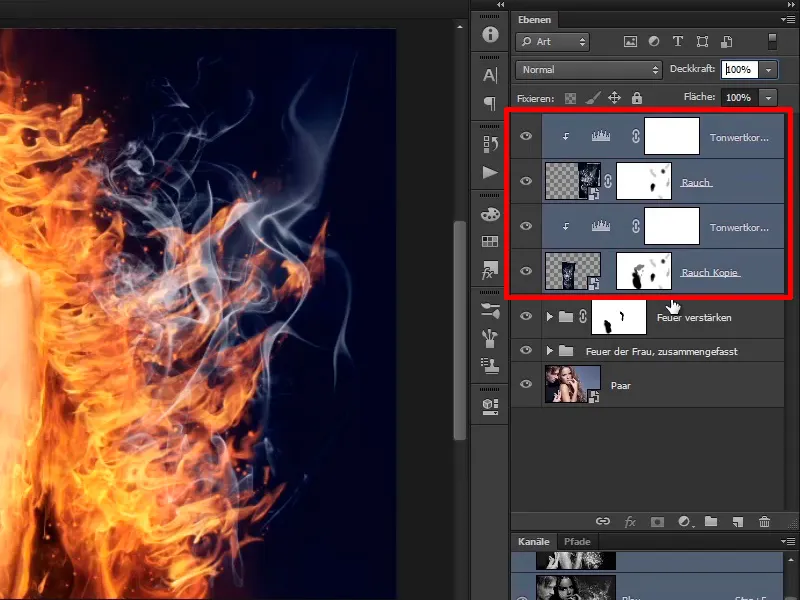 Montage Photoshop - Feu et Glace - Partie 08: Où il y a du feu, il y a aussi de la fumée