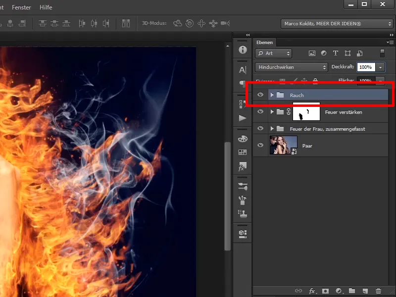 Photoshop-Composing - Api dan Es - Bagian 08: Di mana ada api, di situ ada asap