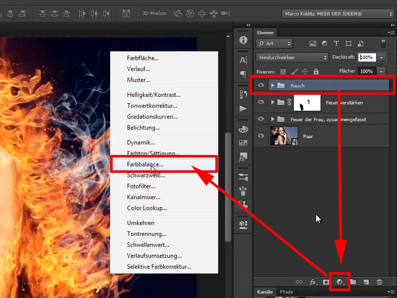 Photoshop-Composing - Api dan Es - Bagian 08: Di mana ada api, di situ ada asap.