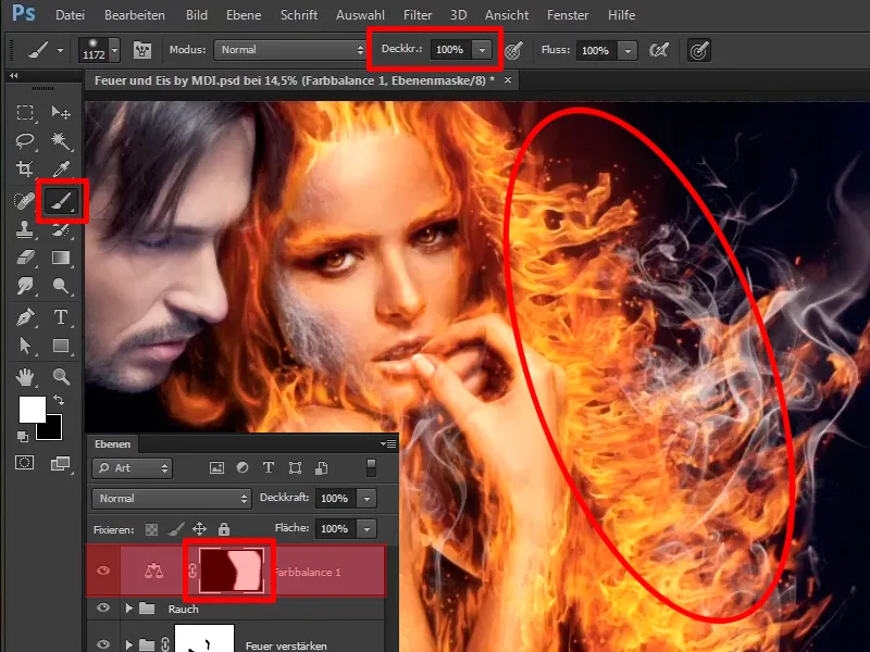 Photoshop-Composing - Brand og is - Del 08: Hvor der er ild, er der også røg.