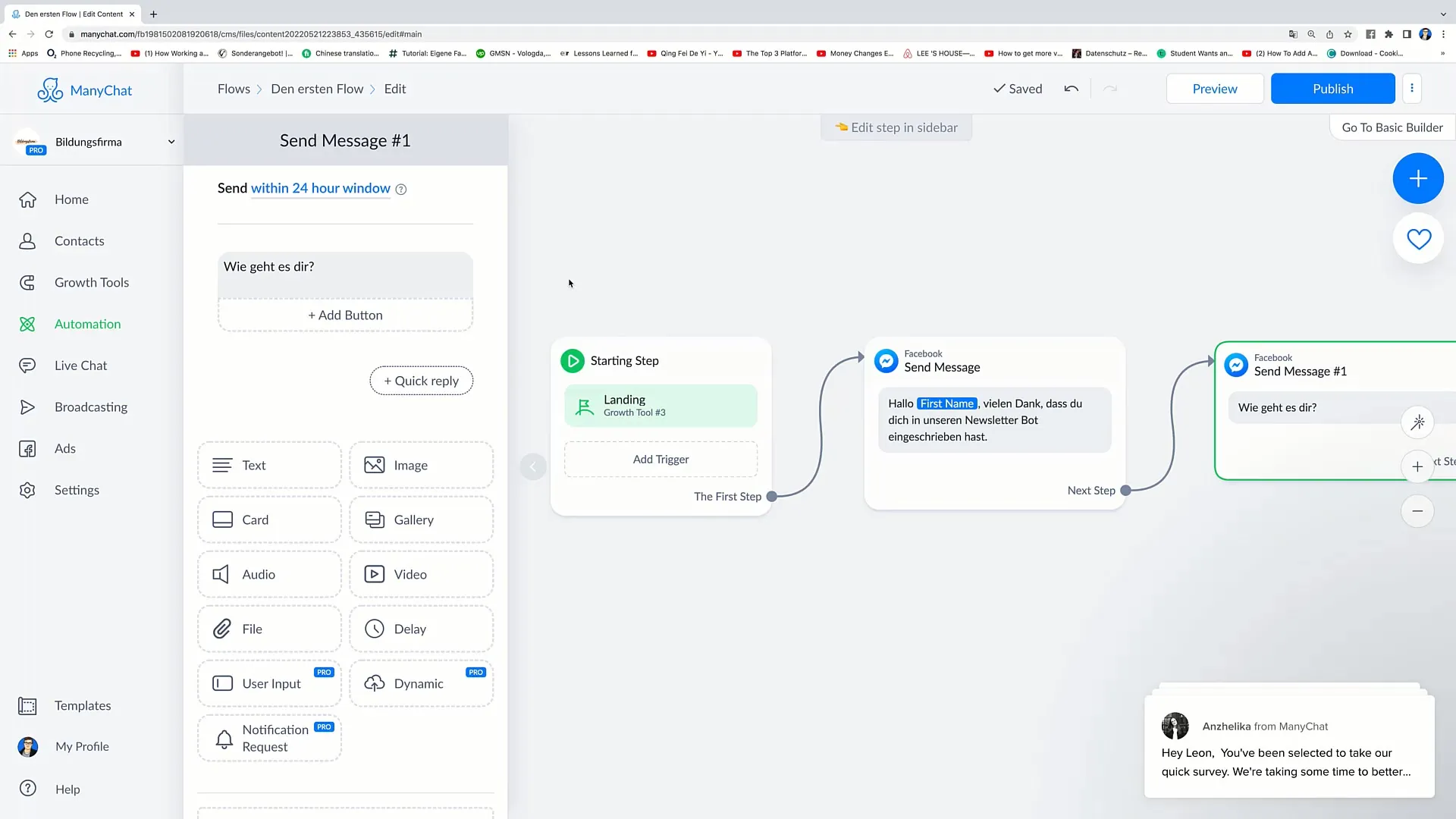 Assim adicionas mais passos ao teu fluxo de marketing no Facebook