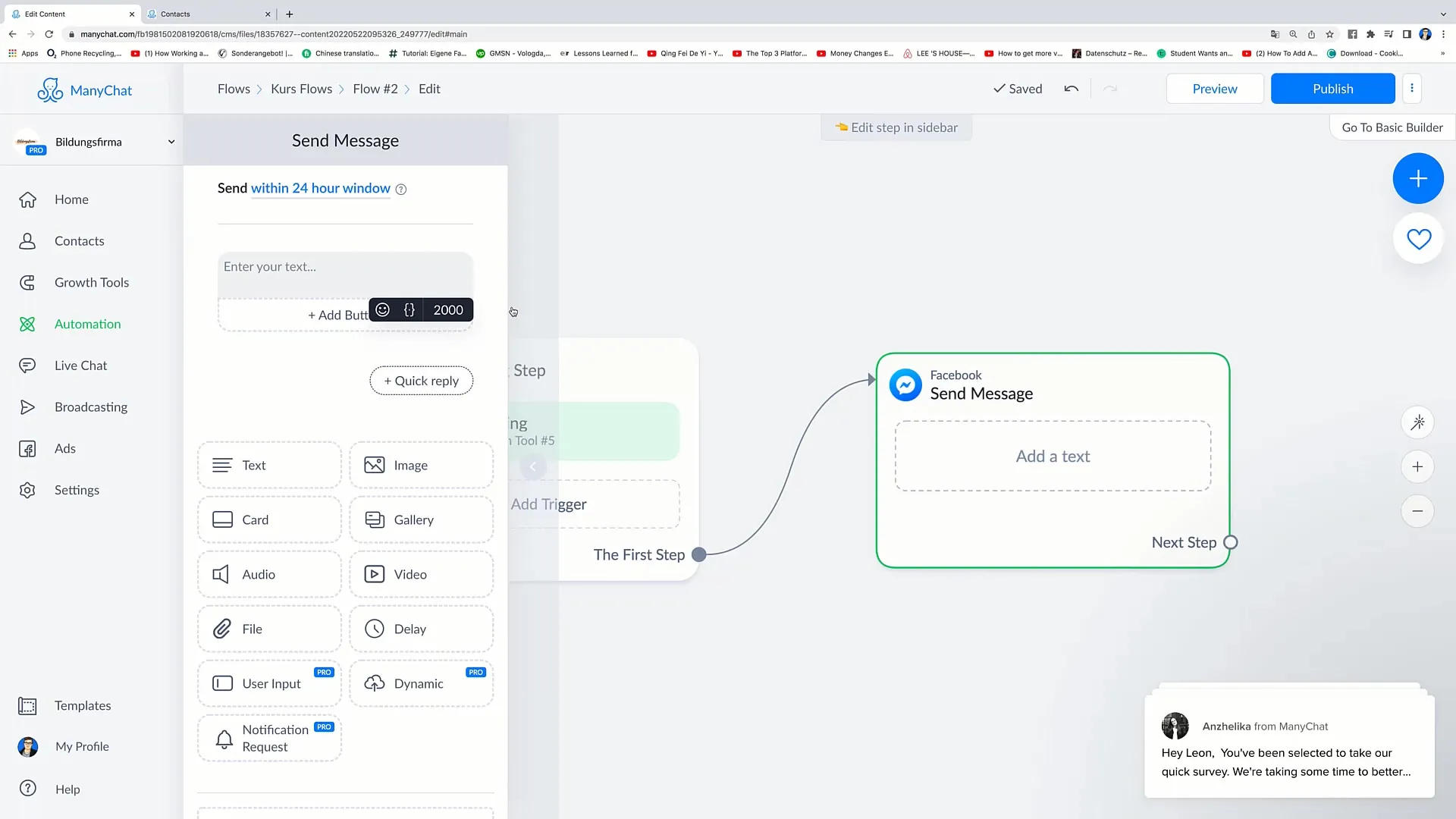 Effective Facebook marketing with smart delays in ManyChat