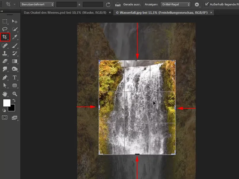 Photoshop Composing - The Oracle of the Sea - Part 08: Cropping and placing a waterfall