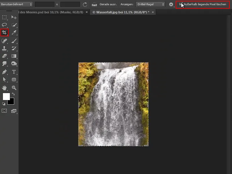 Photoshop Composing - The Oracle of the Sea - Part 08: Cropping and placing a waterfall