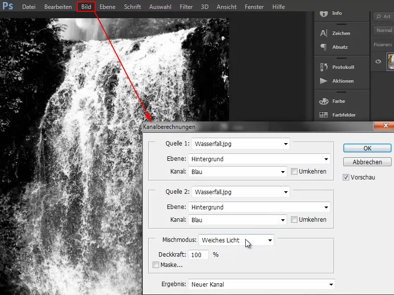 Photoshop Composing - The Oracle of the Sea - Part 08: Cropping and placing a waterfall