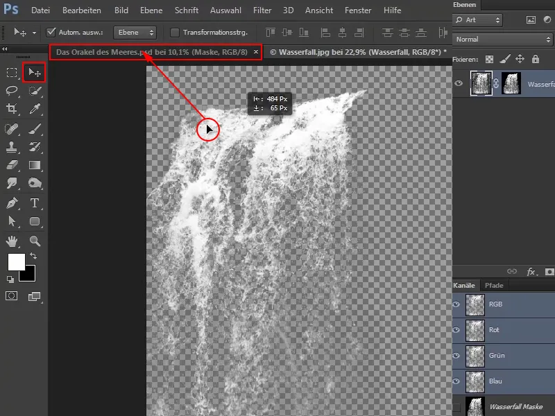 Photoshop Composing - The Oracle of the Sea - Part 08: Cropping and placing a waterfall