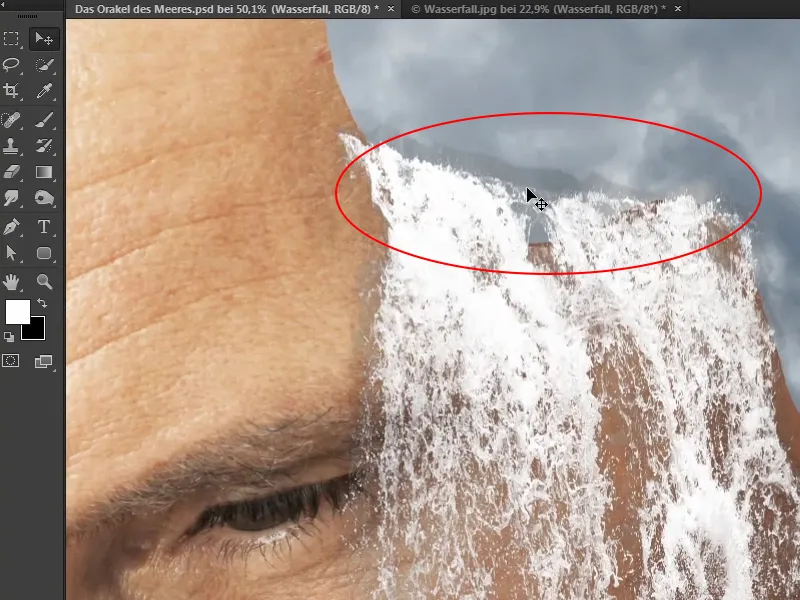 Photoshop Composing - The Oracle of the Sea - Part 08: Cropping and placing a waterfall