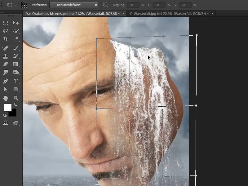 Photoshop Composing - The Oracle of the Sea - Part 08: Cropping and placing a waterfall