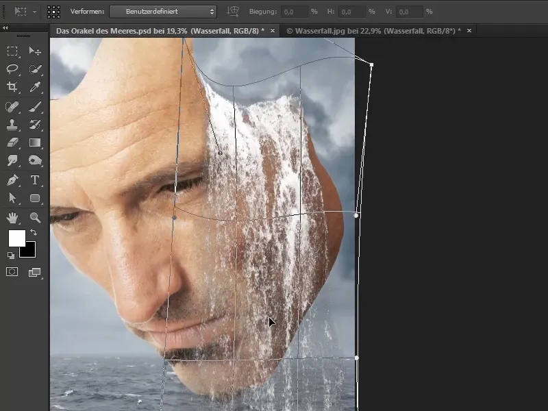 Photoshop Composing - The Oracle of the Sea - Part 08: Cropping and placing a waterfall