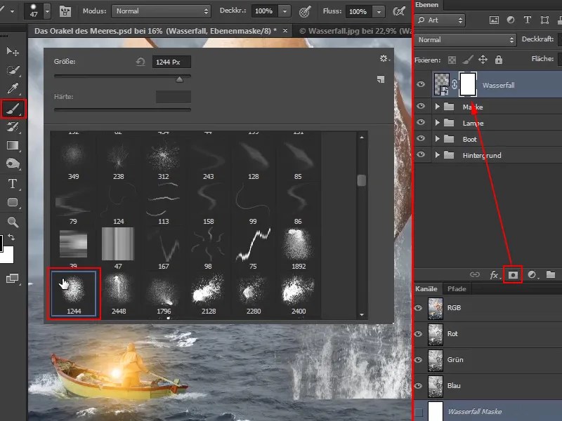 Photoshop Composing - The Oracle of the Sea - Part 08: Cropping and placing a waterfall