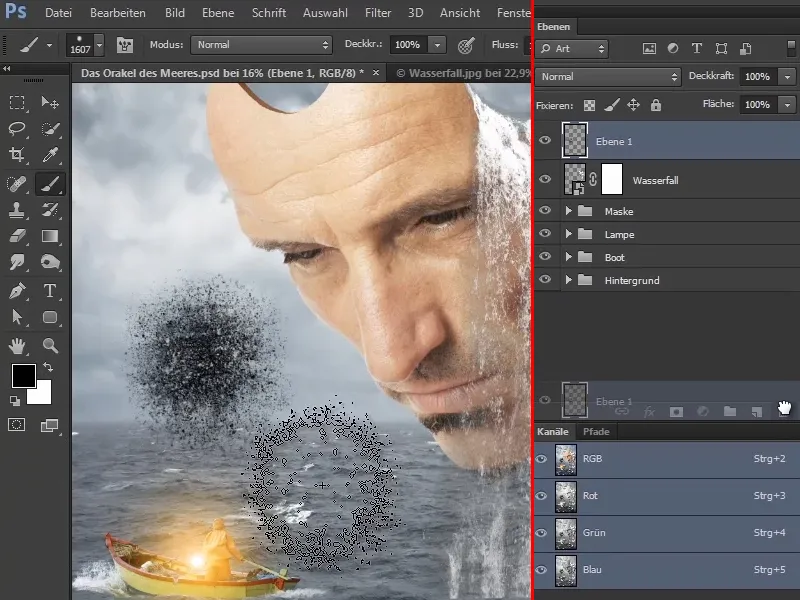 Photoshop Composing - The Oracle of the Sea - Part 08: Cropping and placing a waterfall