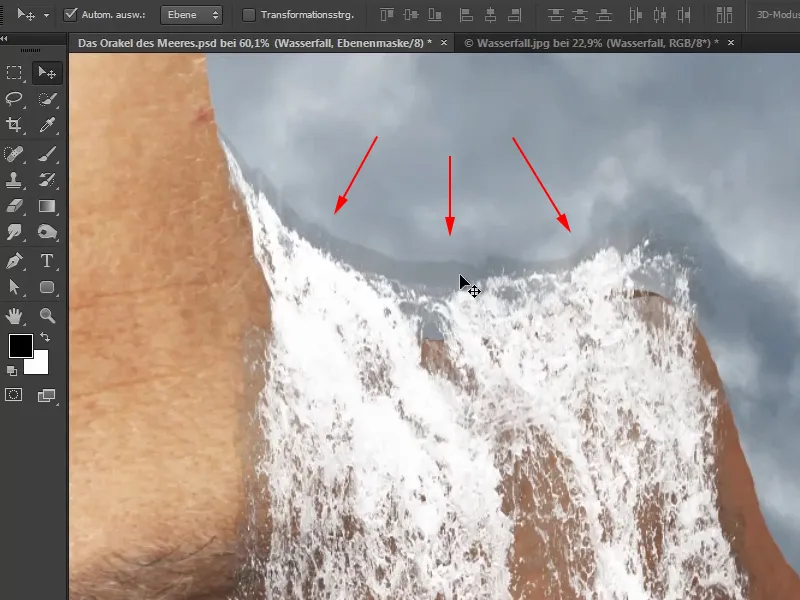 Photoshop Composing - The Oracle of the Sea - Part 08: Cropping and placing a waterfall