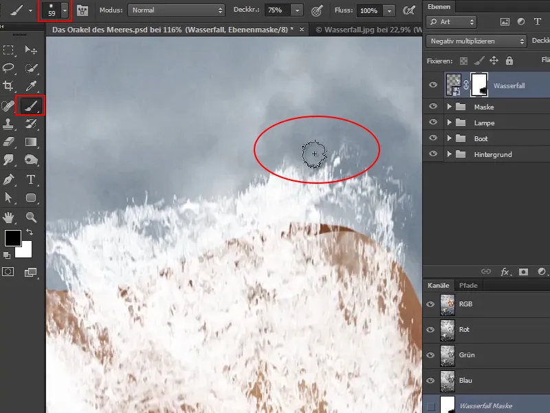 Photoshop Composing - The Oracle of the Sea - Part 08: Cropping and placing a waterfall