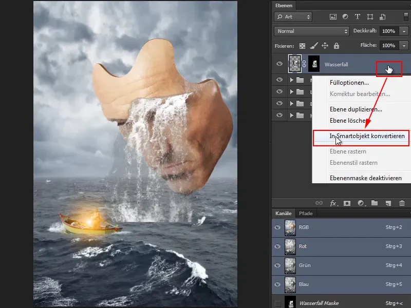 Photoshop Composing - The Oracle of the Sea - Part 08: Cropping and placing a waterfall