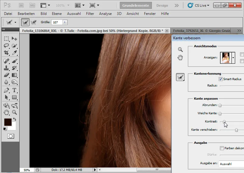 Nouvelles fonctionnalités dans Photoshop CS5 : amélioration des bords et masques intelligents.