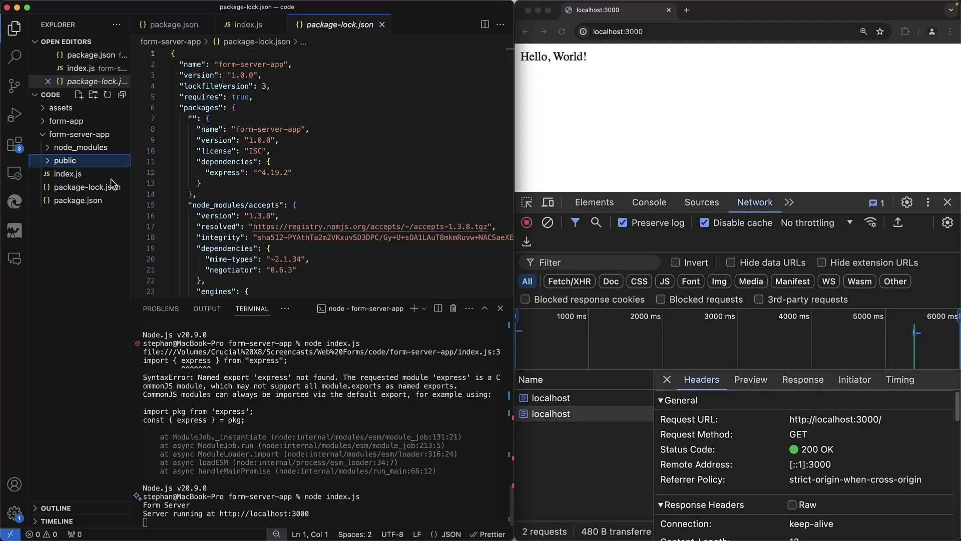 Käsitellä verkkolomakkeita palvelinpäässä Node.js:llä ja Expressillä