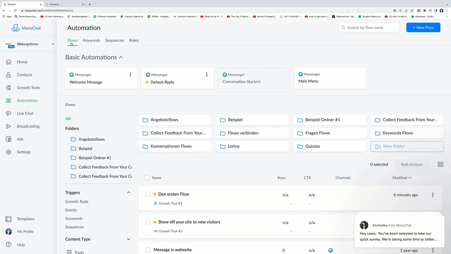 Creation of complex flows for successful Facebook marketing