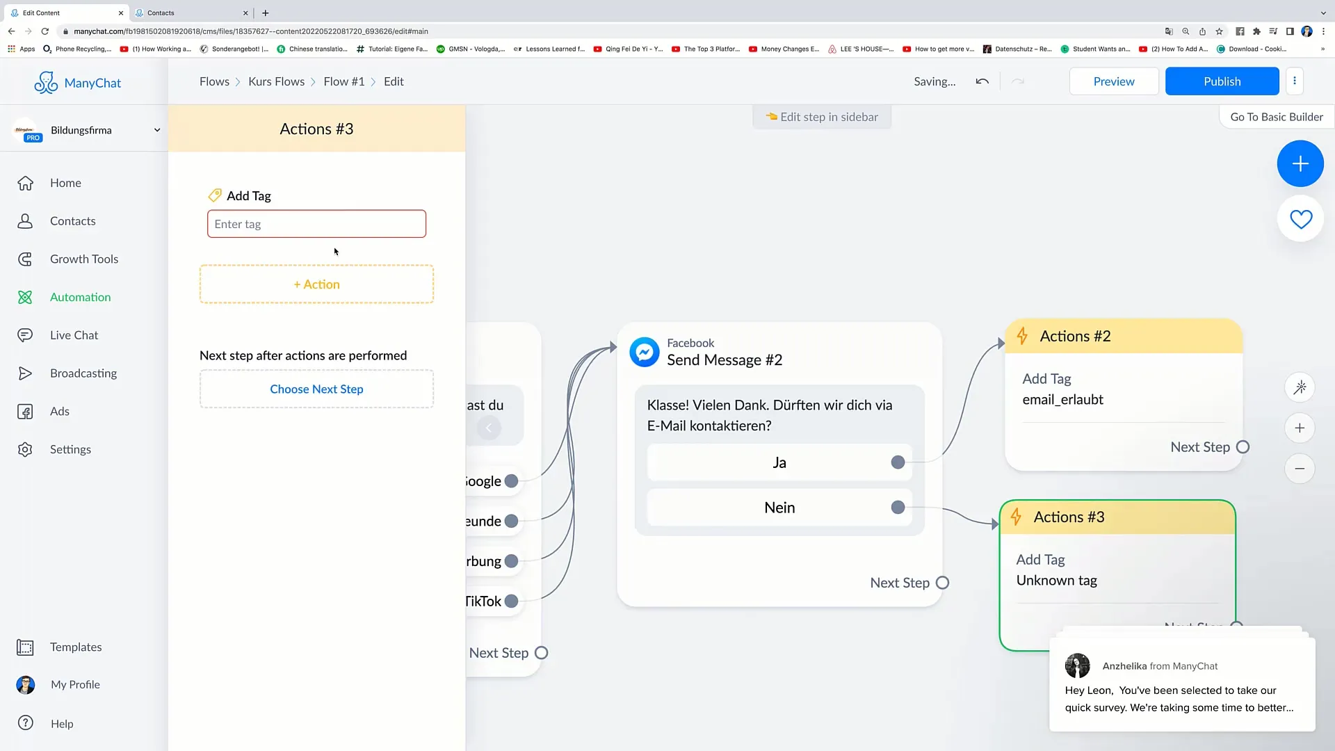 Creation of complex flows for successful Facebook marketing