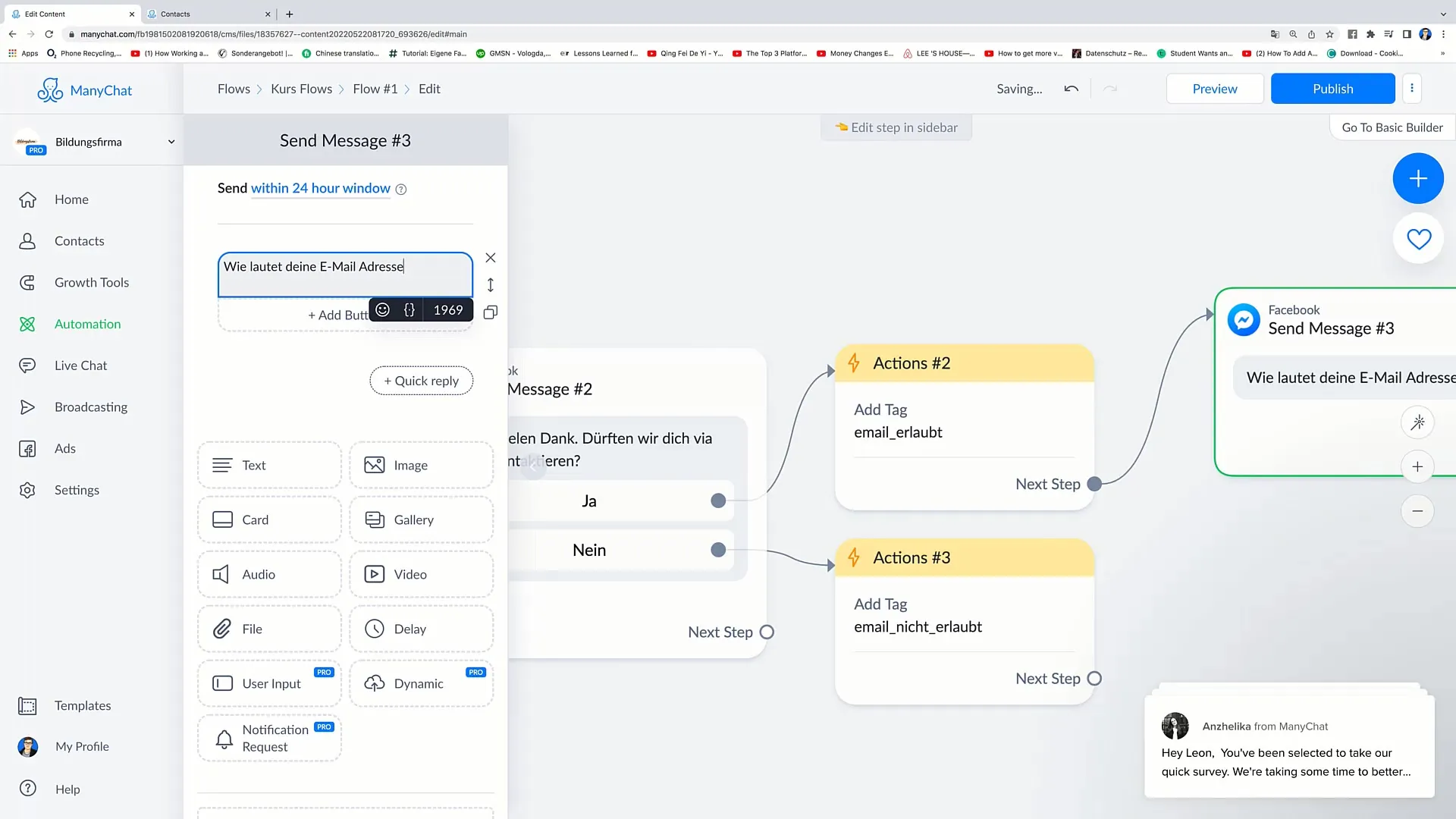 Creation of complex flows for successful Facebook marketing