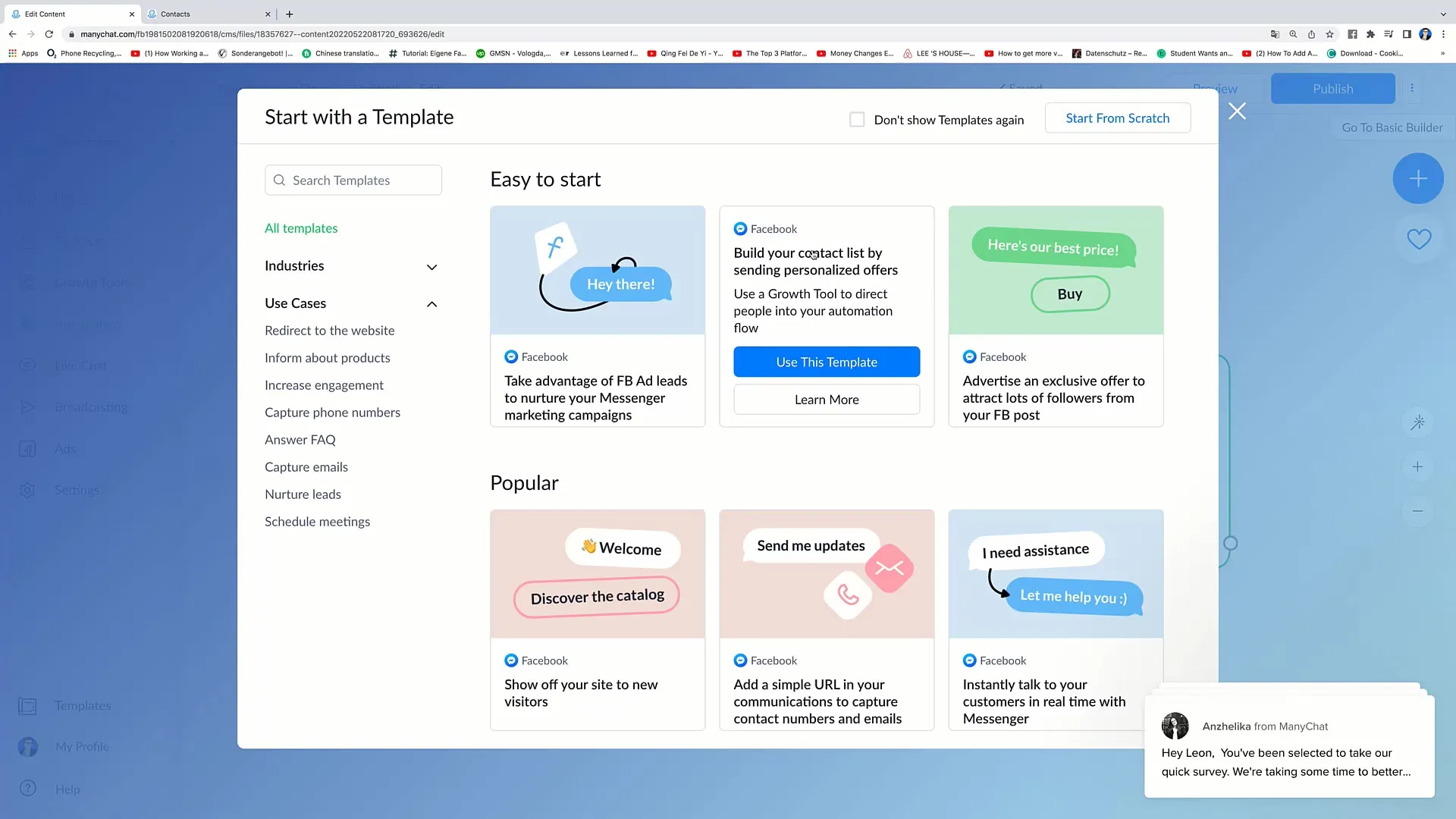 Creation of complex flows for successful Facebook marketing