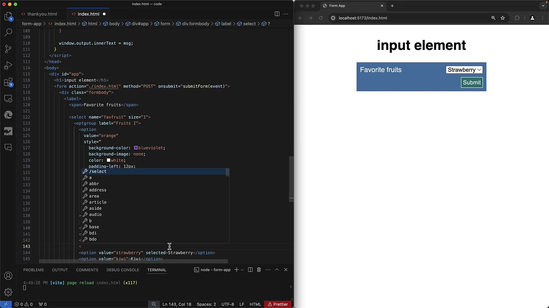 Créer des formulaires web : regroupement des options