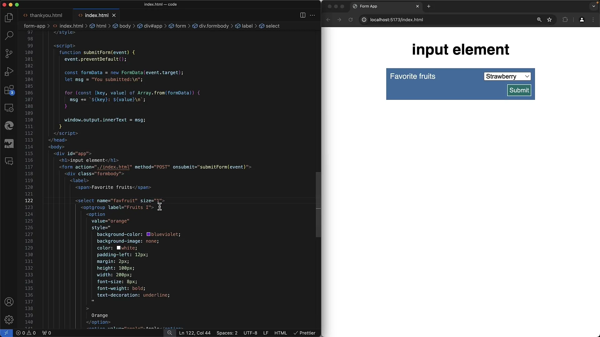 Création de formulaires web : regroupement des options